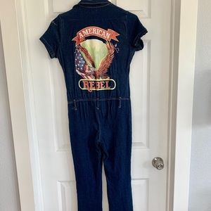 Denim vintage button up onesie “American Rebel”